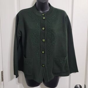 Casa Donna Elegant Dark Green Women's Cardigan Sz Large